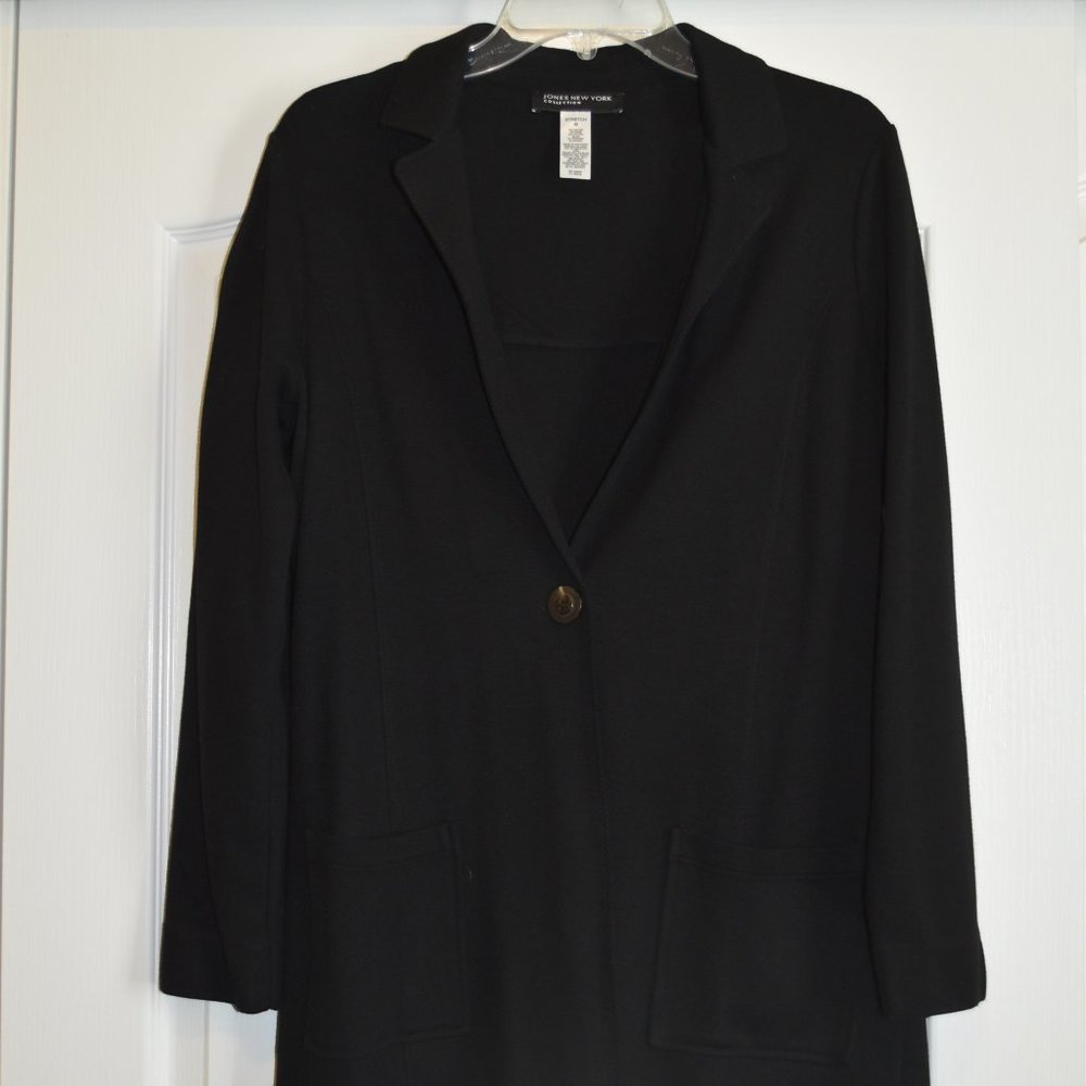 JONES OF NEW YORK COLLECTION SWEATER COAT CARDIGAN, SIZE M, BLACK, NWT!!…